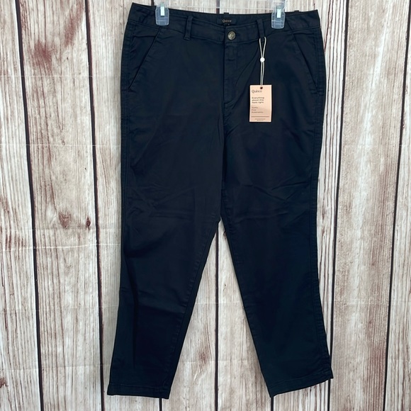 Quince Pants - Quince Black Cotton Travel Straight Leg Pants Size 31 NWT
